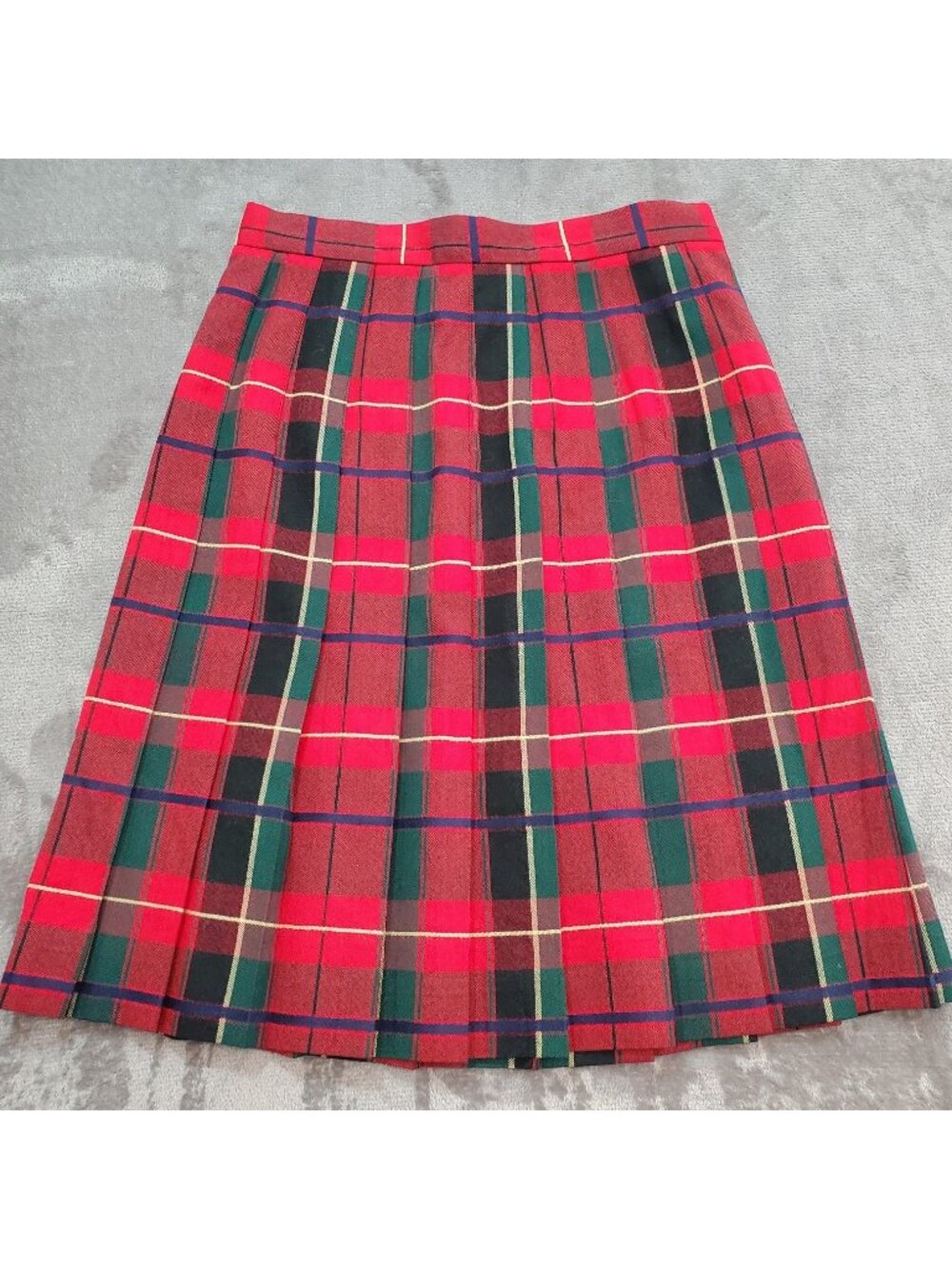 Vintage Talbots 100% Wool Red Plaid Pleated Skirt Size 14 Preppy Academia Grunge